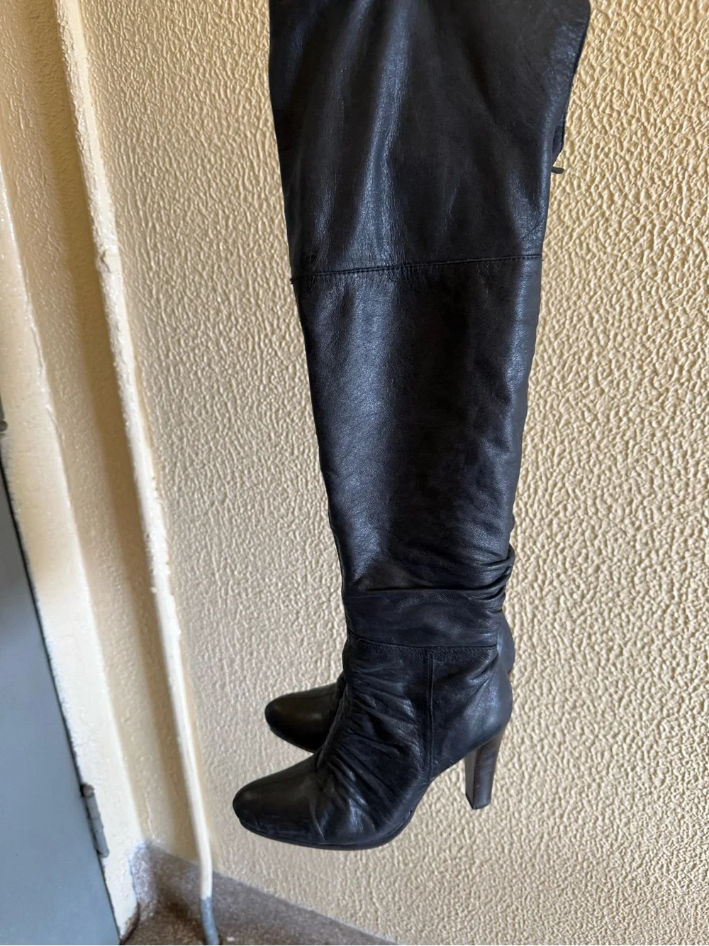 Black leather Over-the-Knee High Heel Boots